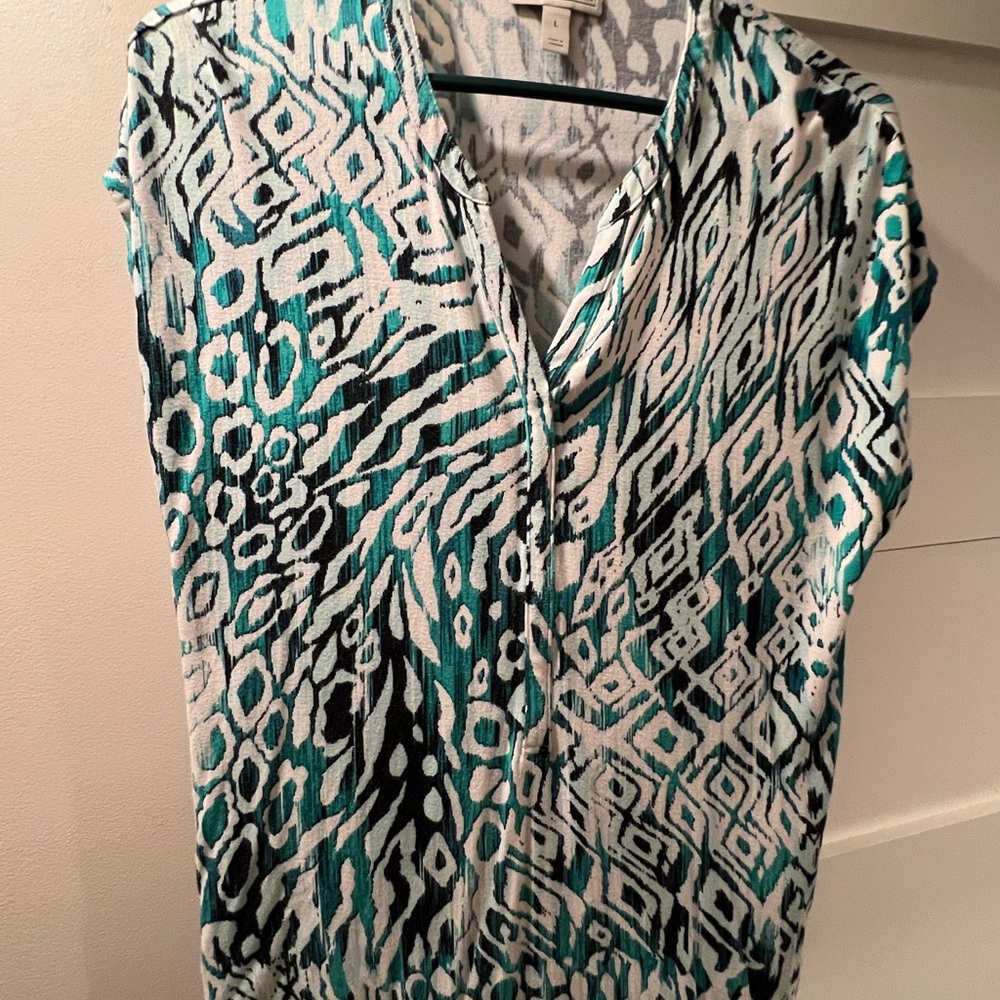 Stylish Geometric Print Women's Top, L--002A